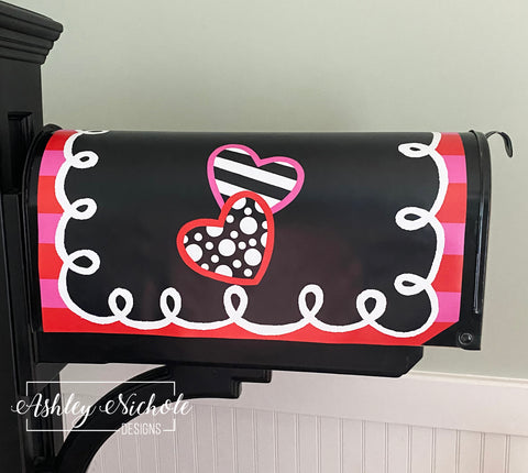 Crazy Dots & Stripes Heart - Magnetic Vinyl Mailbox Cover