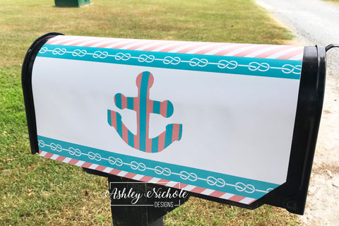 Anchors Away - Magnetic Vinyl Mailbox Cover