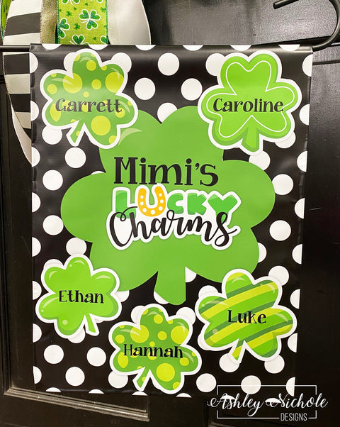 St. Patrick's Day Family Shamrock - Vinyl Garden Flag