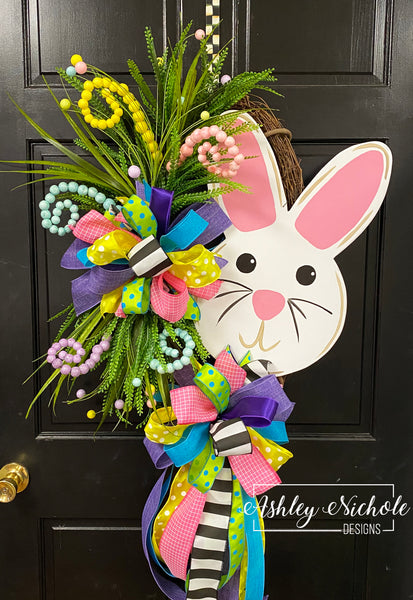 Easter Bunny, Miss Bunny, store Easter Decor, Easter Bunny Door Wreath, Easter Bunny Front Door Wreath