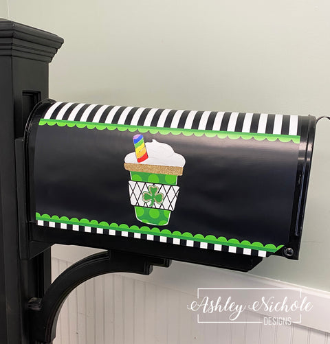 St. Patrick's Day Shamrock Latte - Magnetic Vinyl Mailbox Cover