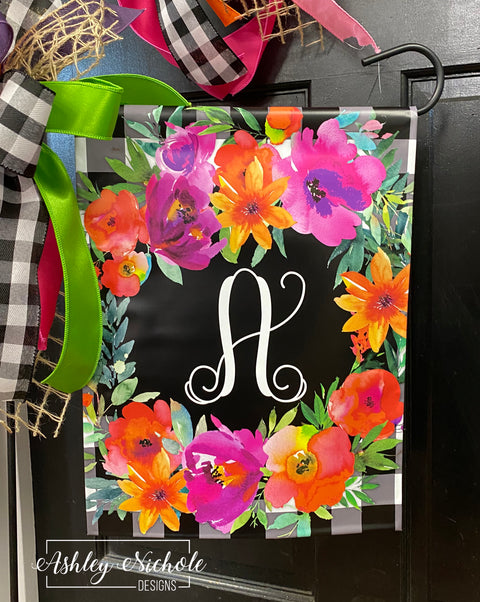 Spring Bouquet Initial - Vinyl Garden Flag