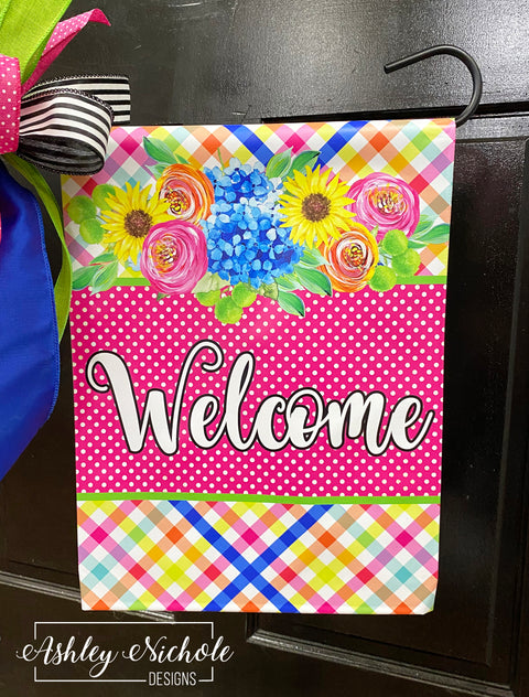Full Bloom "Welcome" - Vinyl Garden Flag