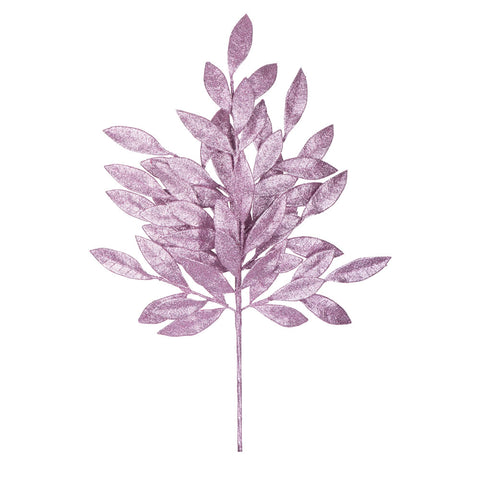 22" Glitter Bay Leaf Spray - Mauve