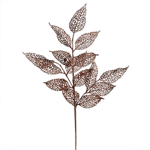 22" Glitter Bay Leaf Spray - Chocolate
