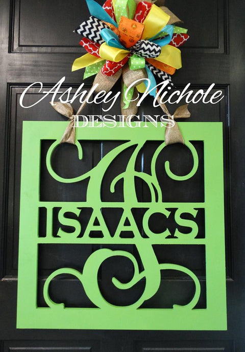 24" Square Split Letter Last Name Monogram (Hand-Painted)