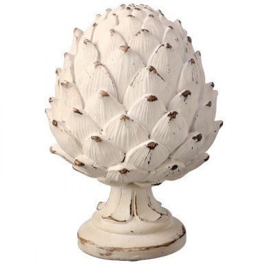 9.75" Resin Weathered Artichoke Pedestal - Ivory