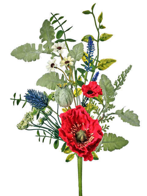 Poppy Salvia & Daisy Pick 17"