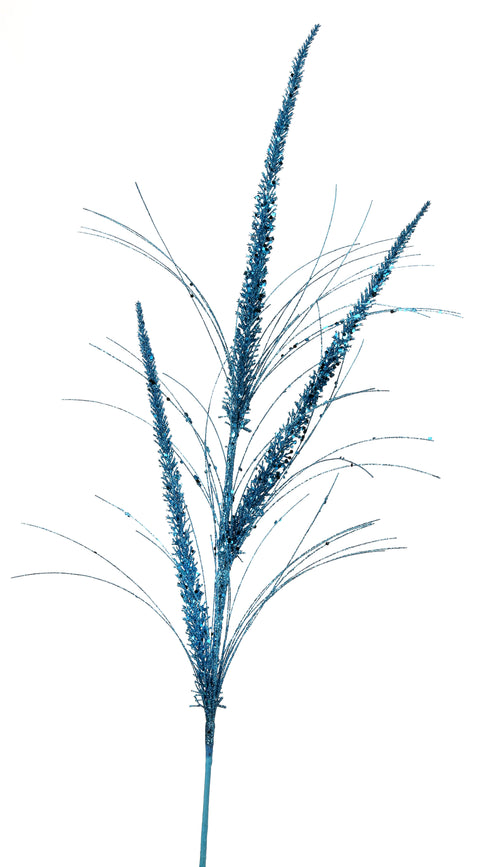 34" Glitter Mica Triple Spike Grass Spray - Blue