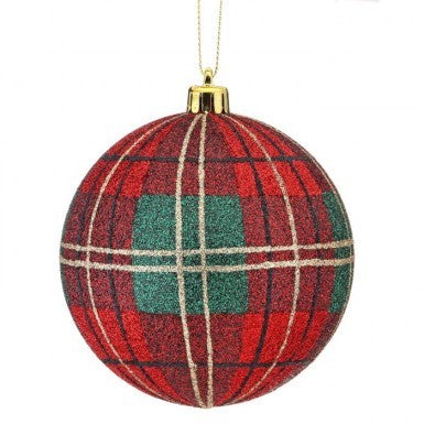 100mm VP Glitter Plaid Ball Ornament
