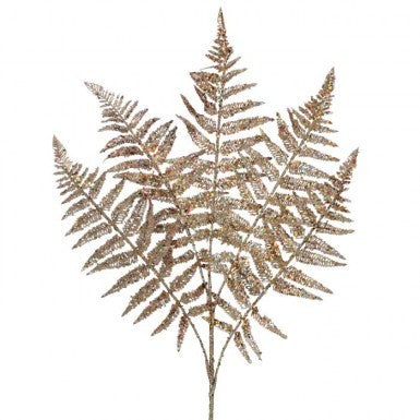 34" Sequin/Glitter Fern Spray - Champagne Gold