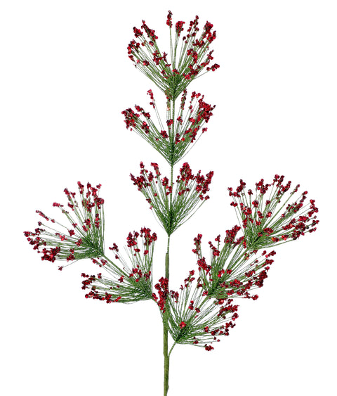 30" Sequin Tip Glitter Pine Spray - Green & Red