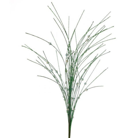 27" Glitter Grass with Beads Spray - Green