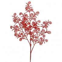 28" Glitter Peacock Leaf Spray - Red