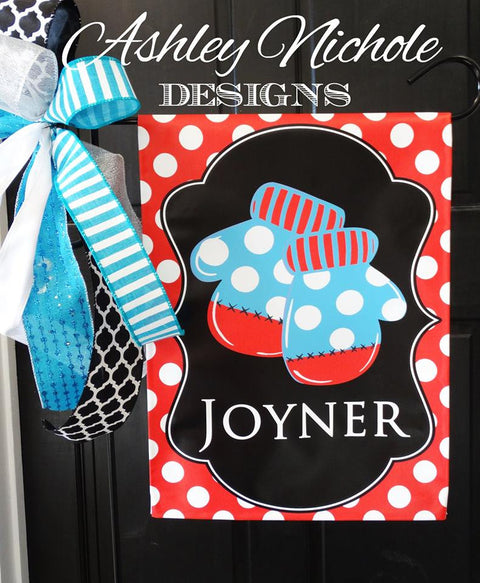 Mittens - Red and Blue - Vinyl Garden Flag