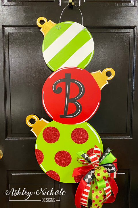 Ornament Stack WHIMSICAL Christmas Door Hanger (Hand Painted)