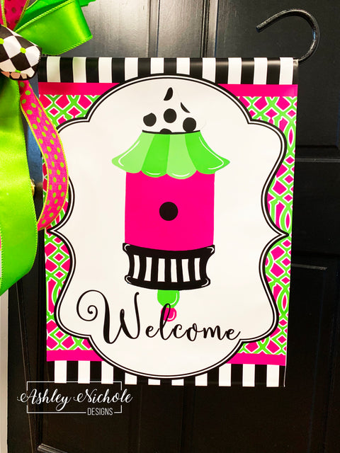 Bird House - Pagoda Style - Vinyl Garden Flag