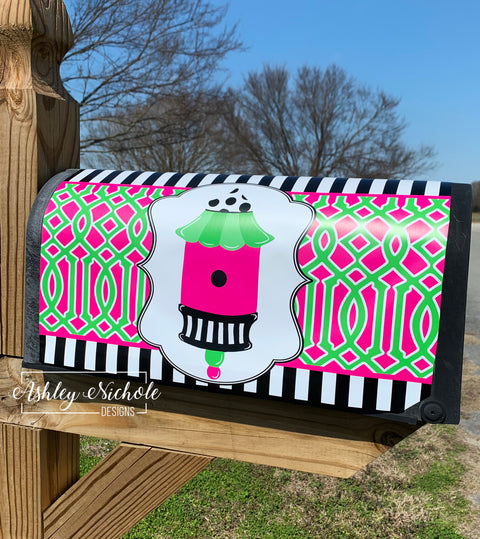 Bird House - Pagoda Style - Magnetic Vinyl Mailbox Cover