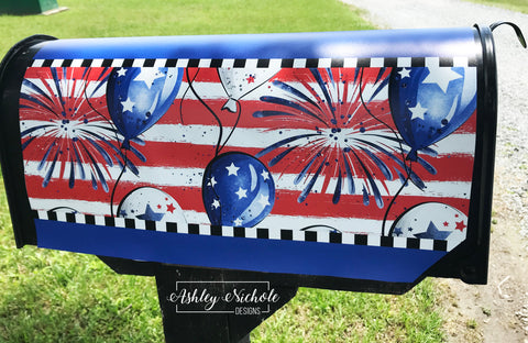 Patriotic Fireworks - Magnetic Vinyl Mailbox Cover