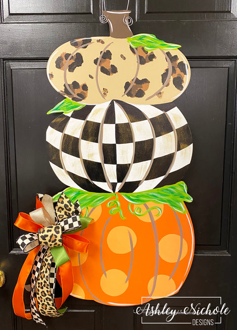 Pumpkin Stack ELEGANT Fall Door Hanger