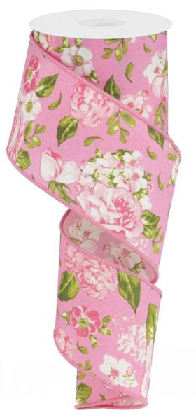 Rose Floral Wired Ribbon - 2.5" x 10yds
