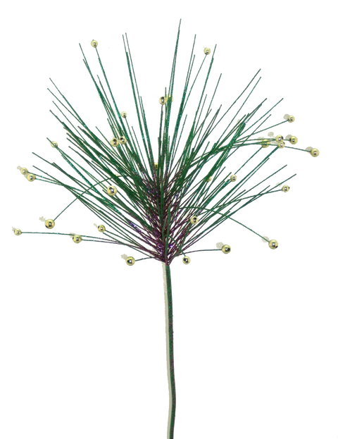 18" Sparkler With Metallic Beads Spray - Mardi Gras