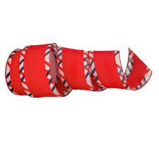 Texture Cotton on Patriotic Wired Ribbon - 4" x 10yds
