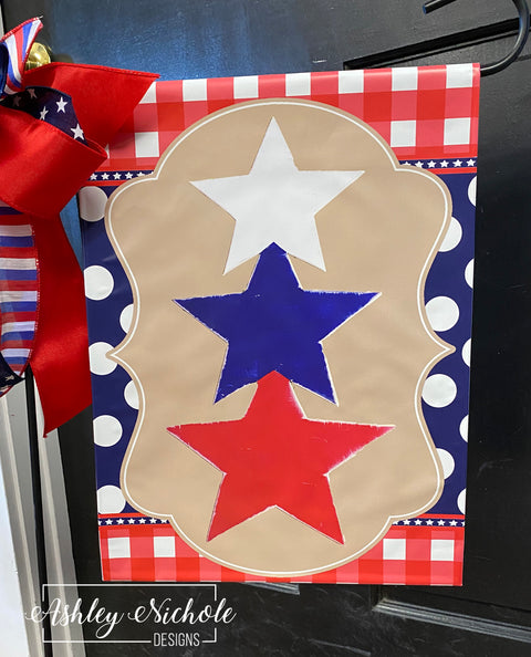 Rustic Star Stack Patriotic - Vinyl Garden Flag