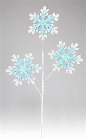 28" Eva & Glitter 6" Snowflake Spray - Light Blue & White