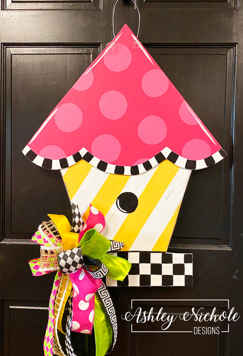 Birdhouse - Colorful - Checkered - Door Hanger