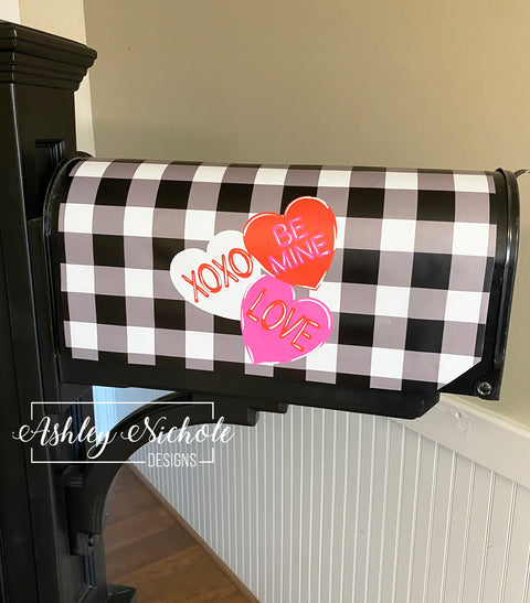 Conversation Heart (Red/Pink) Valentine - Magnetic Vinyl Mailbox Cover