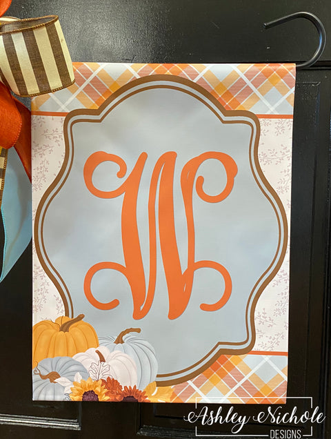 Cool Tones Autumn INITIAL - Vinyl Garden Flag