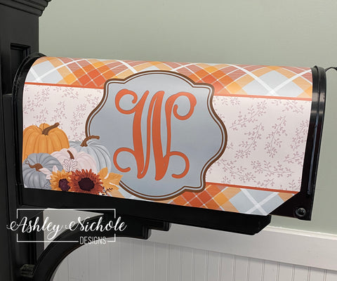 Cool Tones Autumn Initial - Magnetic Vinyl Mailbox Cover