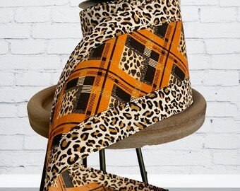 Leopard Plaid Center Wired Ribbon - 4" x 10yds