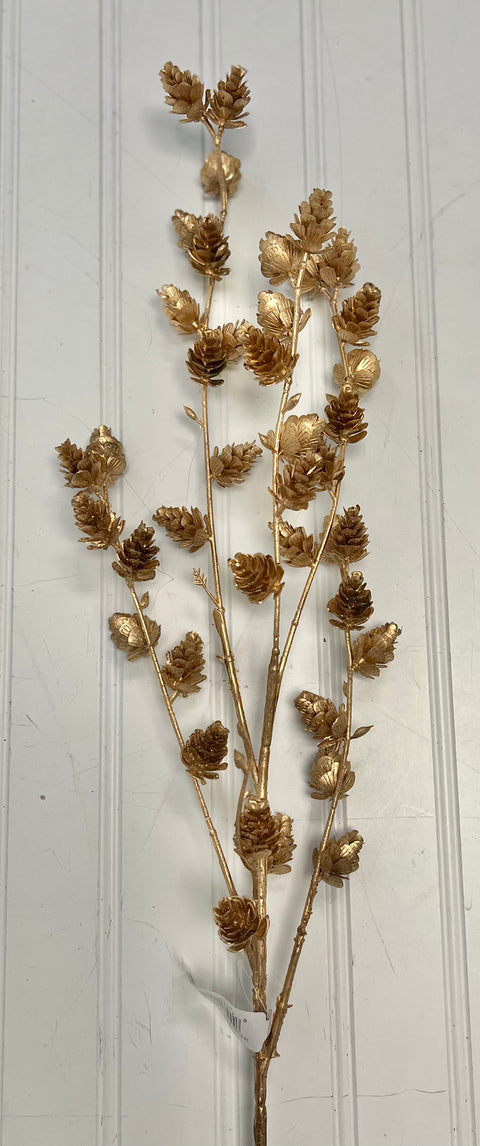 34.5" Metallic Pine Cone Spray Gold