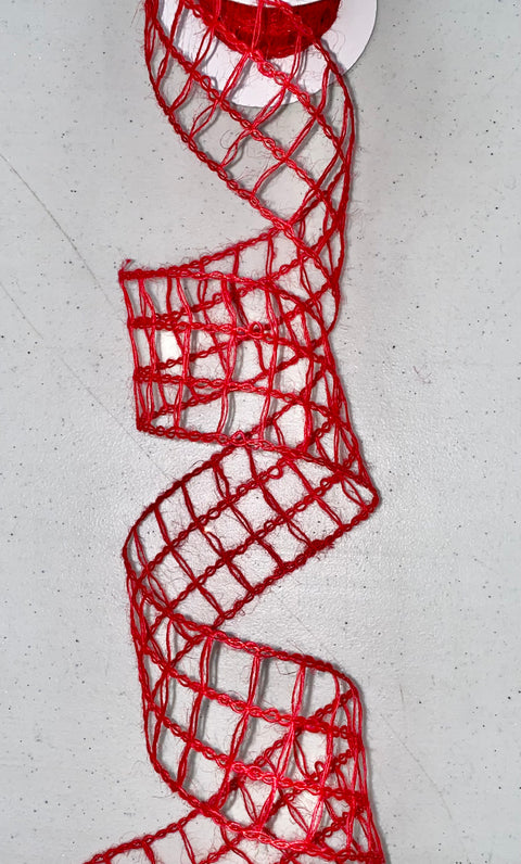 Red Jute Wired Ribbon - 2.5" x 10yds