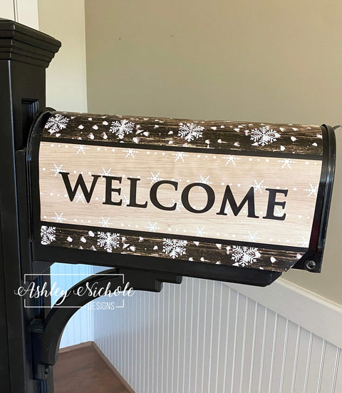 Rustic Snowflake - Magnetic Vinyl Mailbox Cover