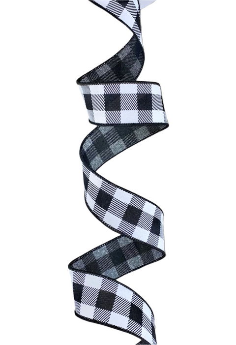Black & white Buffalo check Wired Ribbon - 1.5" x 10yds
