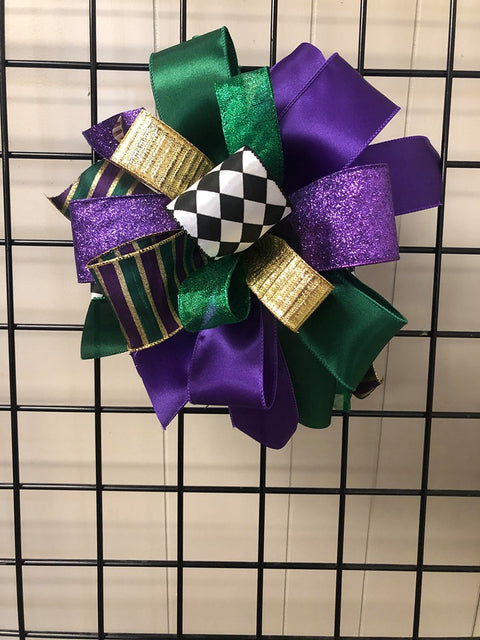 Mardis Gras Bow Large Puff
