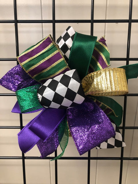 Mardi Gras Bow-Small Puff