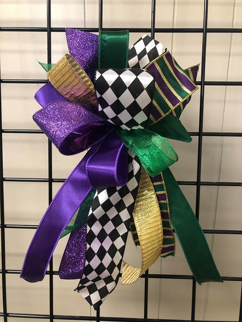 Mardi Gras Bow-Small Streamer