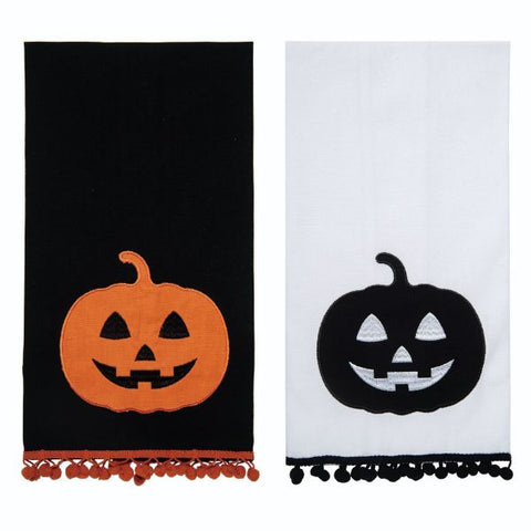 Fabric Jack-O-Lantern Applique Tea Towel - Choose from 2 colors