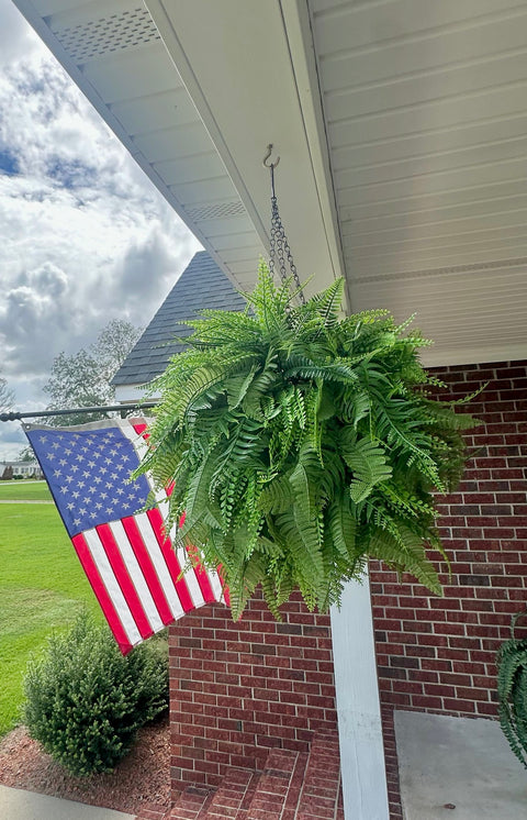 18.5" Fern/Bead Grass Hanging Ball - Green - UV PROTECTED