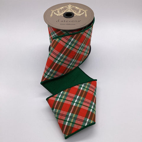 Emerald, Red & White Christmas Plaid Wired Ribbon - 4" x 10yds