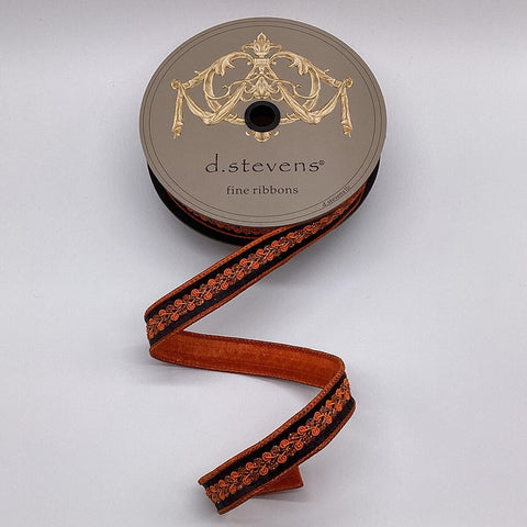 Orange & Black Dupioni w/ Copper Center Wired Ribbon - 1" x 10yds