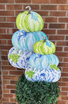 Beck's Blue Pumpkin Stack Topiary Metal Stake - SMALLER Version