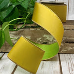 Yellow/Apple Green Double Side Wired Ribbon - 2.5"x10Yds