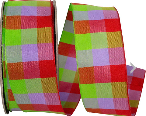 CELINE CHECK WOVEN WIRED EDGE RIBBON - 1.5” x 25yds