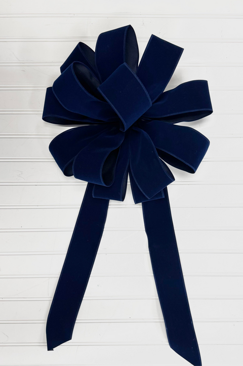 NAVY Velvet Outdoor Christmas Bow