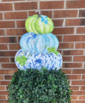 Beck's Blue Pumpkin Stack Topiary Metal Stake - SMALLER Version